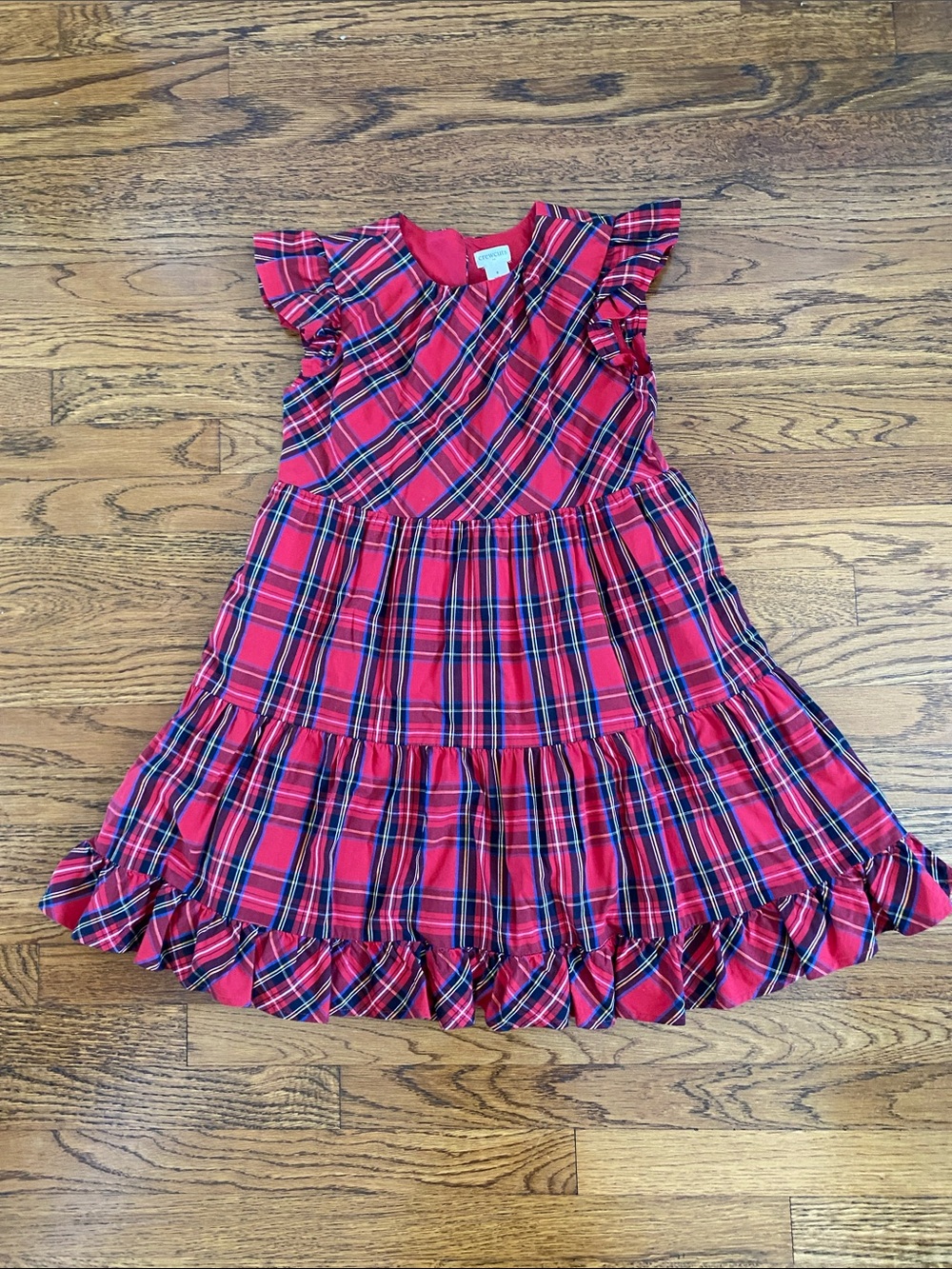 J. Crew Crewcuts Plaid Tartan Ruffle Tiered Girls Cotton Holiday Dress Size 8